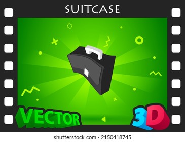Suitcase isometric design icon. Vector web illustration. 3d colorful concept