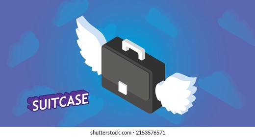 Suitcase isometric design icon. Vector web illustration. 3d colorful concept