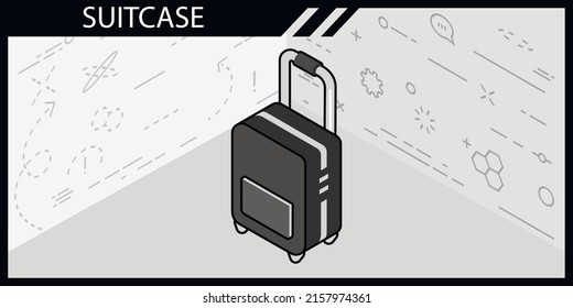 Suitcase isometric design icon. Vector web illustration. 3d colorful concept