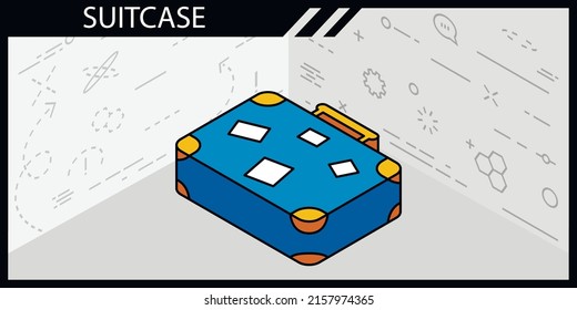 Suitcase isometric design icon. Vector web illustration. 3d colorful concept