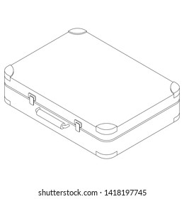 
Suitcase in isometric and flat design. Baggage,bag or luggage. The object is isolated on a white background.