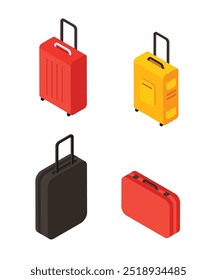 Suitcase isometric illustration stock illustration. Isometric illustration of travel suitcase with wheels