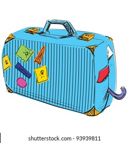 Suitcase journey cartoon vector illustration