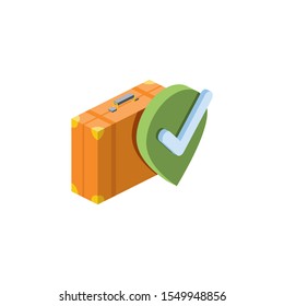 Suitcase label map. Vector 3d isometric, color web icon, new flat style. Creative illustration design, idea for infographics.
