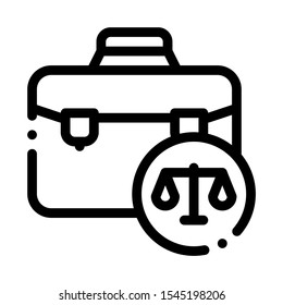 Suitcase Law And Judgement Icon Vector Thin Line. Contour Illustration