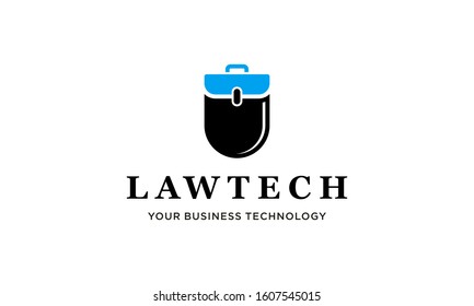 Suitcase Law with Mouse Computer Technology Logo Design Inspiration
