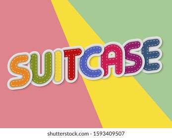 suitcase letters banner with border stitches
