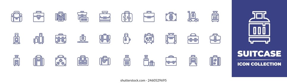 Suitcase line icon collection. Editable stroke. Vector illustration. Containing suitcase, worksuitcase, travelbag, baggage, case, briefcase, luggage, travel, travelling, luggagescale.