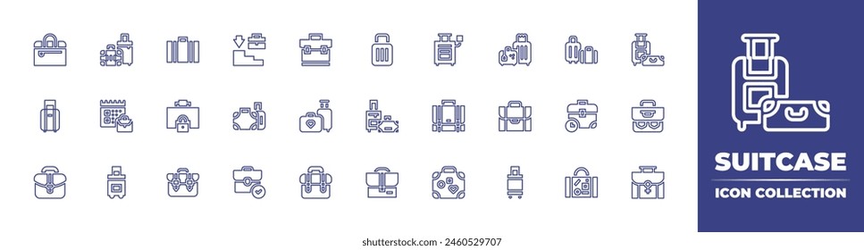 Suitcase line icon collection. Editable stroke. Vector illustration. Containing luggage, suitcase, briefcase, bag, baggage.
