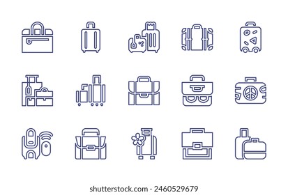 Suitcase line icon set. Editable stroke. Vector illustration. Containing suitcase, briefcase, travelbag, tour, travelling, baggage.