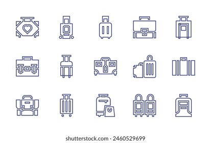 Suitcase line icon set. Editable stroke. Vector illustration. Containing suitcase, luggage, bagagge, briefcase, job.