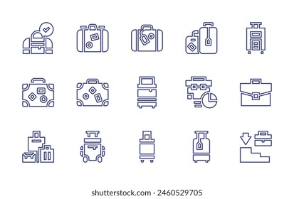 Suitcase line icon set. Editable stroke. Vector illustration. Containing suitcase, travelbag, baggage, travel.