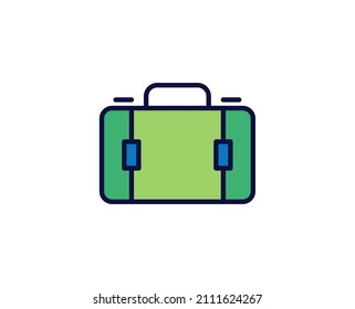Koffer-Zeilensymbol. Vektorsymbol im trendigen, flachen Stil auf weißem Hintergrund. Reisen nach Design.