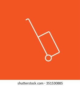 Ícone de linha de mala para web, celular e infográficos. Ícone branco vetorial isolado no fundo vermelho.