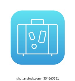 Suitcase line icon for web, mobile and infographics. Vector white icon on the blue gradient square with rounded corners isolated on white background.