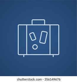 Suitcase line icon for web, mobile and infographics. Vector light blue icon isolated on blue background.