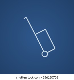 Icono de línea maletín para web, móvil e infografía. Icono azul claro del vector aislado en fondo azul.