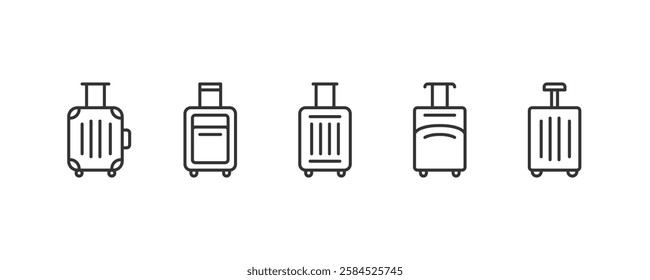 Suitcase line icons set, pixel perfect, 64x64px grid, vector eps10 illustration