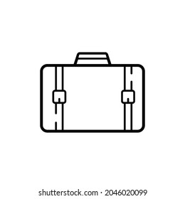 Maleta con líneas en un fondo blanco. Concepto de viajes. Se puede usar como un icono.