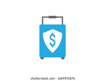 suitcase and location, flat design style vector icon