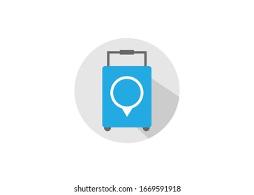 suitcase and location, flat design style vector icon