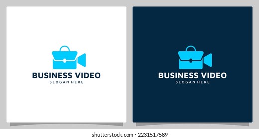 Suitcase logo design template with video button design. Briefcase vector illustration. icon, symbol, creative.