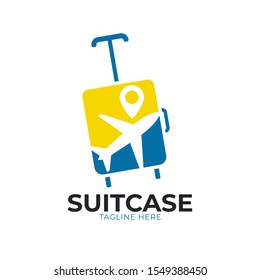 Suitcase logo design Vector illustration