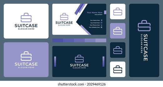 suitcase logo and monogram letter S logo. business card design