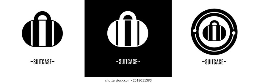 Conjunto de logotipo de maleta. Colección de logos en blanco y negro. Vector de acciones.