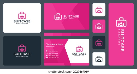 suitcase logo and team, group logo. business card design