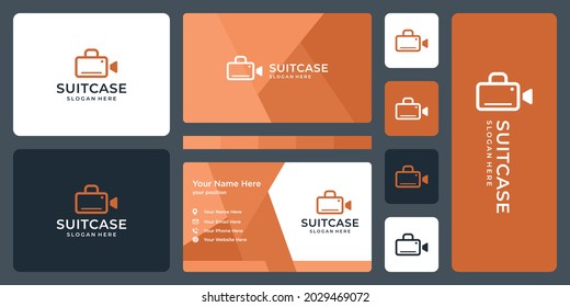 logotipo de la maleta y logotipo de la cámara de vídeo. diseño de tarjeta de negocios
