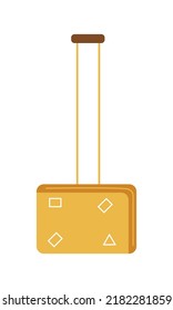Suitcase with long handle semi flat color vector object. Luggage carrying. Full sized item on white. Travel and tourism simple cartoon style illustration for web graphic design and animation