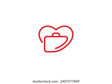 suitcase and love logo, health care symbol icon template