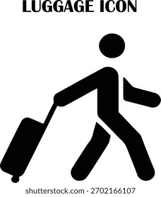 Icono de Vector de equipaje de maleta que representa viajes, vacaciones, turismo, check-in aeroportuario y servicios de transporte. Diseño limpio y mínimo para proyectos de interfaz de usuario, Web y gráficos