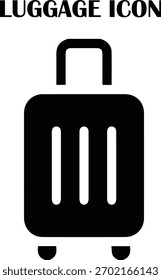 Icono de Vector de equipaje de maleta que representa viajes, vacaciones, turismo, check-in aeroportuario y servicios de transporte. Diseño limpio y mínimo para proyectos de interfaz de usuario, Web y gráficos