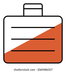 Suitcase luggage for working office, travelling, vacation, holiday with orange color combination icon vector design symbol illustration