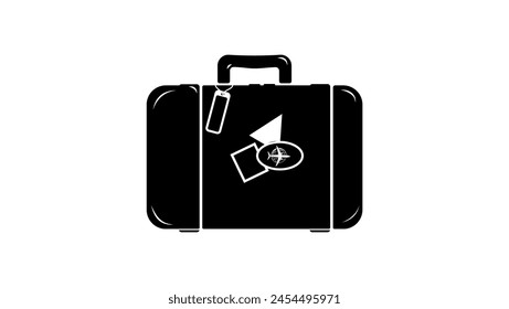 Suitcase Luggage,travel symbol, black isolated silhouette