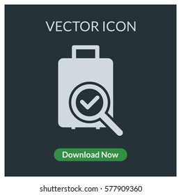 Suitcase lupe check vector icon