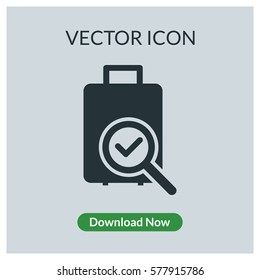 Suitcase lupe check vector icon