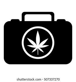 Suitcase with marijuana icon. Simple illustration of suitcase with marijuana vector icon for web