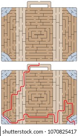 Suitcase maze for kids with a solution