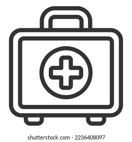 Suitcase with medicines - icon, illustration on white background, outline style