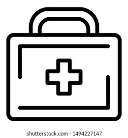 Suitcase with medicines icon. Outline suitcase with medicines vector icon for web design isolated on white background