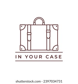 Suitcase Minimalist monoline art logo style, simple modern estate logo, vector template for your brand