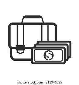 Suitcase with Money Black Icon