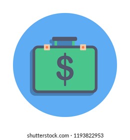 suitcase of money colored icon in badge style. One of Banking collection icon can be used for UI, UX