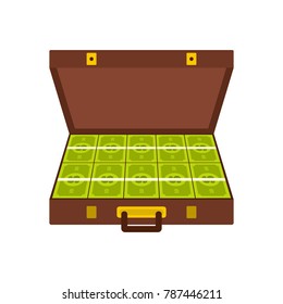 Suitcase money icon. Flat illustration of suitcase money vector icon isolated on white background