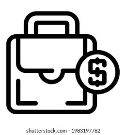 Suitcase money icon. Outline Suitcase money vector icon for web design isolated on white background