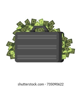Suitcase of money isolated. Case cash. Vector illustration

