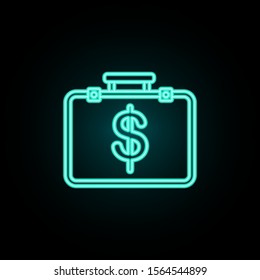Suitcase of money neon icon. Simple thin line, outline vector of banking icons for ui and ux, website or mobile application